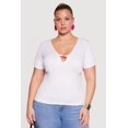 thumbnail image 2 of Women's Plus Size Metallic Detail Keyhole Top, 2 of 4