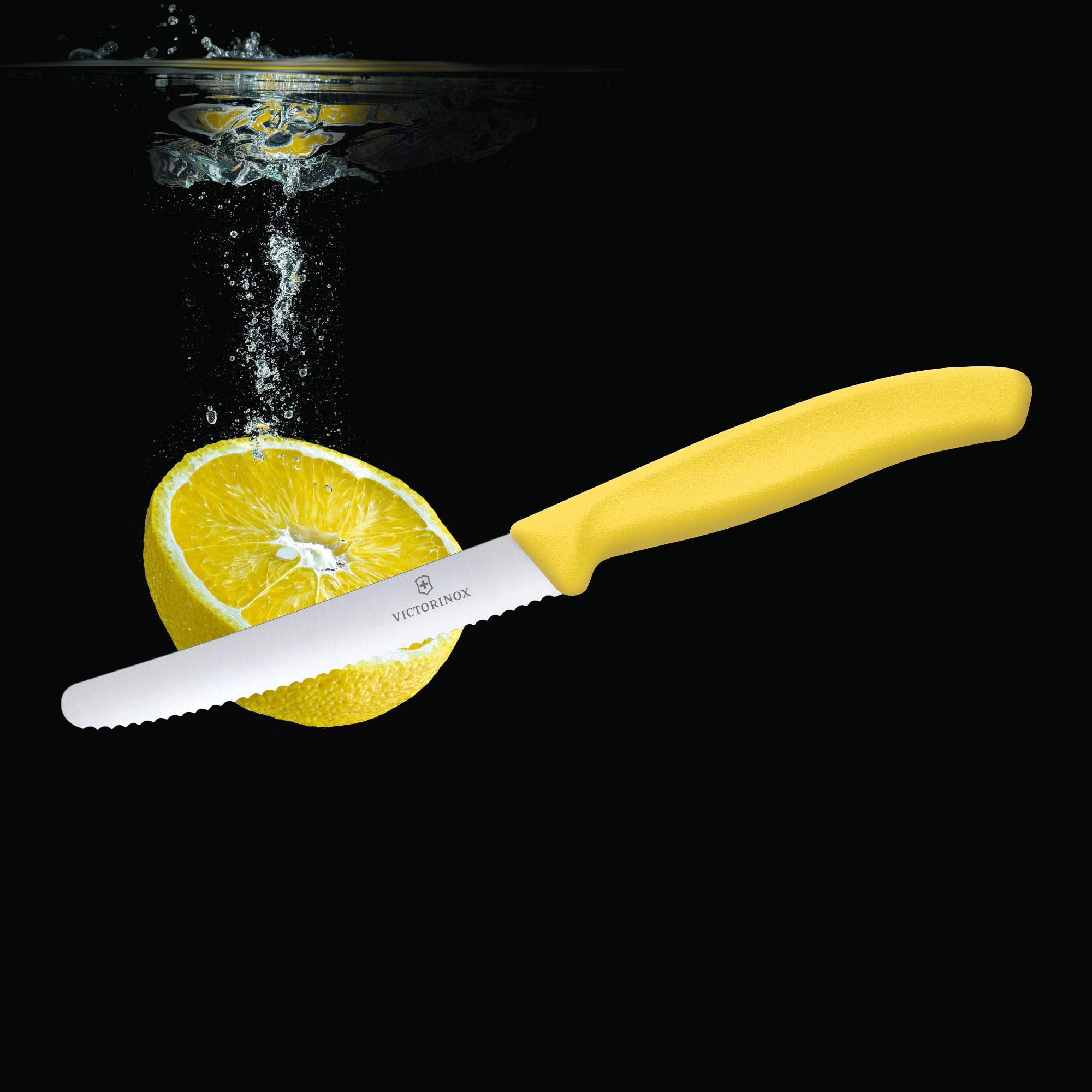 Victorinox Swiss Classic Utility Knife 4.3 Inch Wavy Edge Round Tip - Yellow