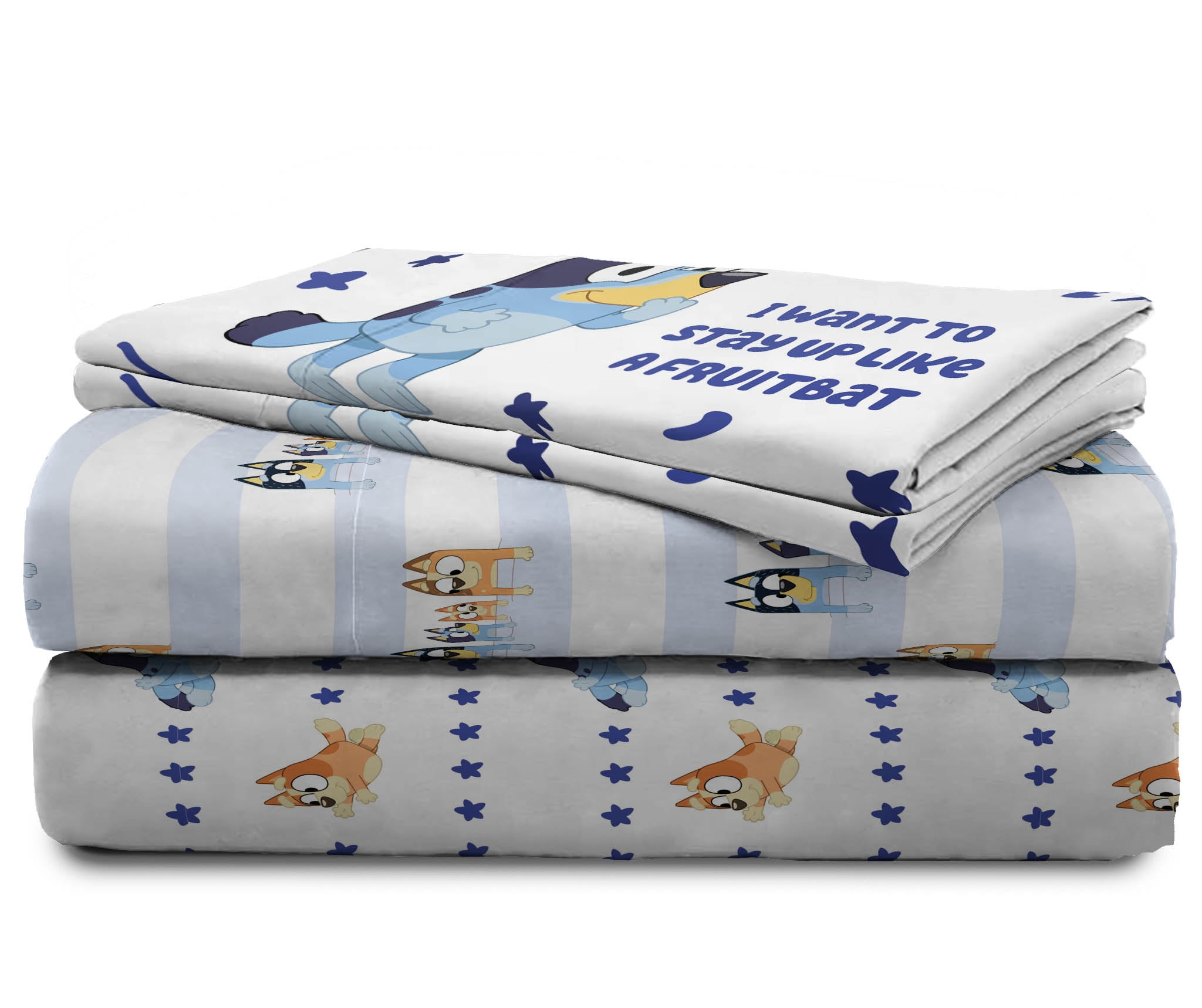 Bluey In The Dream 4-Piece Queen Sheet Set, Polyester, Blue & White, BBC Studios
