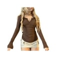 thumbnail image 1 of TRKIYQC Mujeres Sueltas Tops, Manga Larga Cuello en V Casual Street Party Color Sólido Primavera Otoño Camisa TRKIYQC moda, 1 of 3