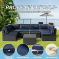 thumbnail image 6 of FKSLIFE Patio Furniture 14-Piece PP Cotton Outdoor Sectional with Cushions, Blue& White, 6 of 8