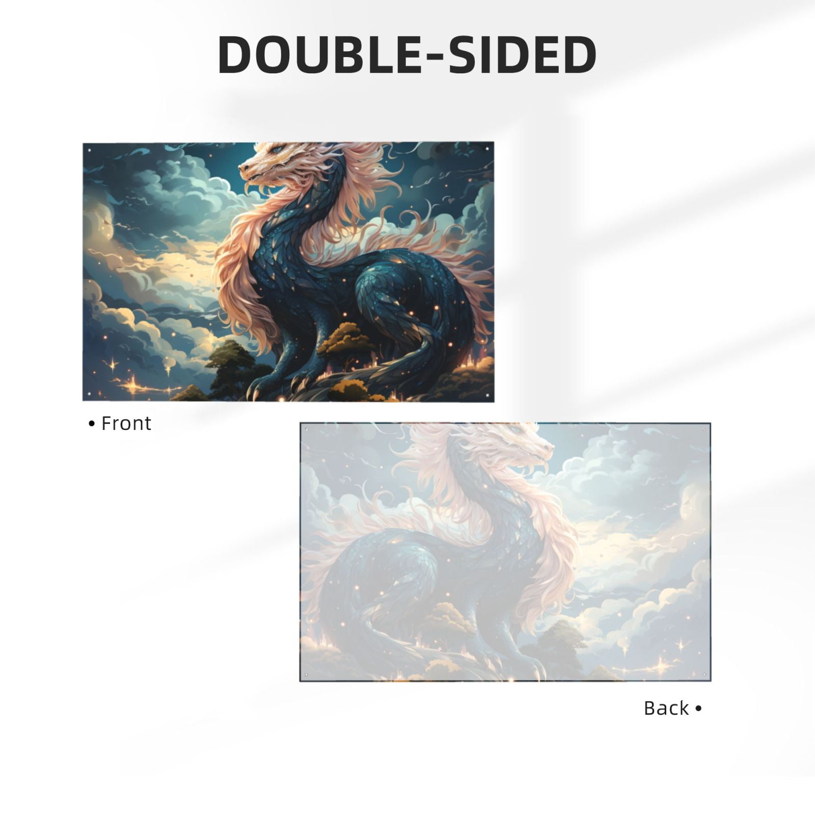 Dragon Sky Cool Art Four Hole Decorated Banner Flag for Garden Yard Home Decoration Indoor Outdoor 4x6 Ft