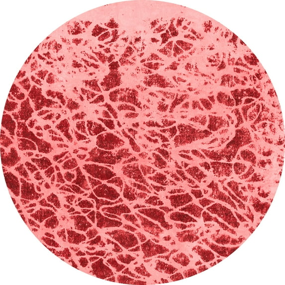 Ahgly Company Indoor Round Abstract Red Modern Area Rugs, 6' Round