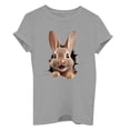 thumbnail image 5 of Women's Easter Bunny Casual Fashion Holiday Spirit T-Shirt Top Short Sleeve Light Gray XXL, 5 of 5