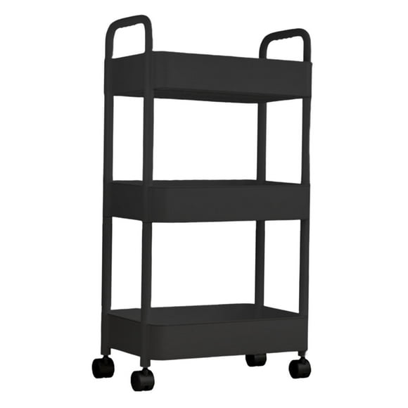 3 Tier Mobile Utility Cart Organizer Holder Free Standing Storage Shelves Corner Black