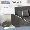 thumbnail image 3 of Walsunny 49" Loveseat Sofa Couch, 2-Seat Fabric Upholstered Sofa with 2 Removable Pillows, Modern Loveseat Couch, Wood Leg, Dark Gray, 3 of 7