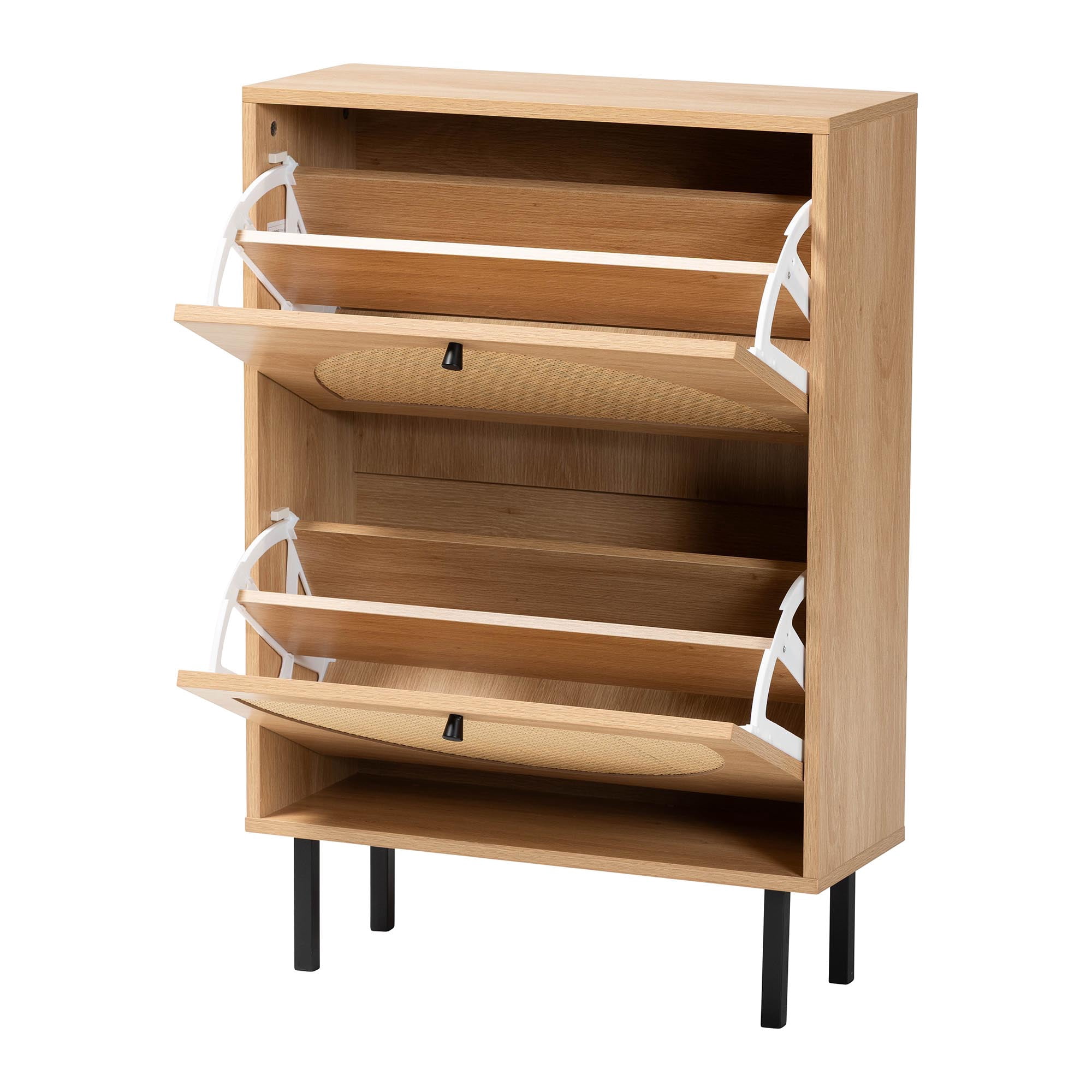 Baxton Studio Remus Classic Shoe Cabinet, 12-Pair, Light Oak
