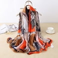 thumbnail image 1 of Bufanda de seda grande para mujer, bufanda de seda con protección solar de invierno, seda nueva, satén, bufanda de seda sintética, chal de sombrilla al por mayor (naranja), 1 of 5