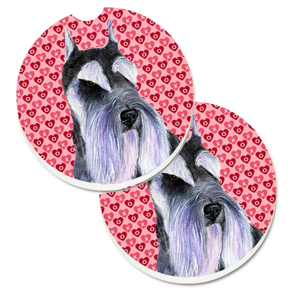 Carolines Treasures SS4477CARC Schnauzer Hearts Love and Valentines Day Portrait Set of 2 Cup Holder Car Coasters Large