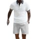 thumbnail image 1 of Pantalones Cortos de Manga Corta de Cuello de los Hombres de Color Sólido Casual de 2 Piezas con Cintura Elástica para Deportes de Verano Y Actividades Al Aire Libre, 1 of 8