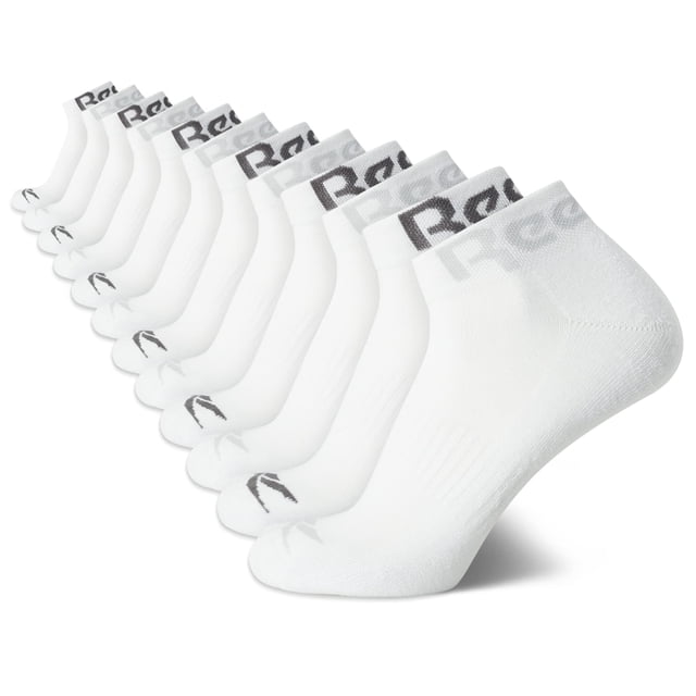 Reebok Paquete de 12 pares de calcetines tobilleros para hombre, blancos, con control de humedad
