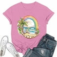 thumbnail image 2 of NAMTYQX Shirts for Women Trendy Summer Soft Short Sleeve Print Stretch Plus Size Hawaiian Crewneck Boxy Fit Gemusterte Cute Shirts for Women Pink Size S, 2 of 5