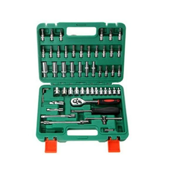 Complete Mechanics Tool Kit 53 Piece Socket Wrench Set Metric Size With Case For Automotive Repair And DIY Projects