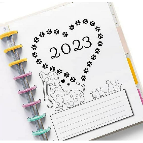 2023 Monthly Calendar Refills for 9 Disc Happy Planners (Dog)