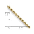 thumbnail image 2 of Diamond2Deal 14K Yellow Gold 2mm Semi Solid Diamond-cut Rope Chain Necklace for Women 24", 2 of 5