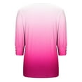 thumbnail image 6 of EchfiProm Hot Pink T-Shirts for Women 3/4 Sleeve Relaxed Fit Tops Crew Neck Casual Pullover Gradient Ladies, 6 of 7