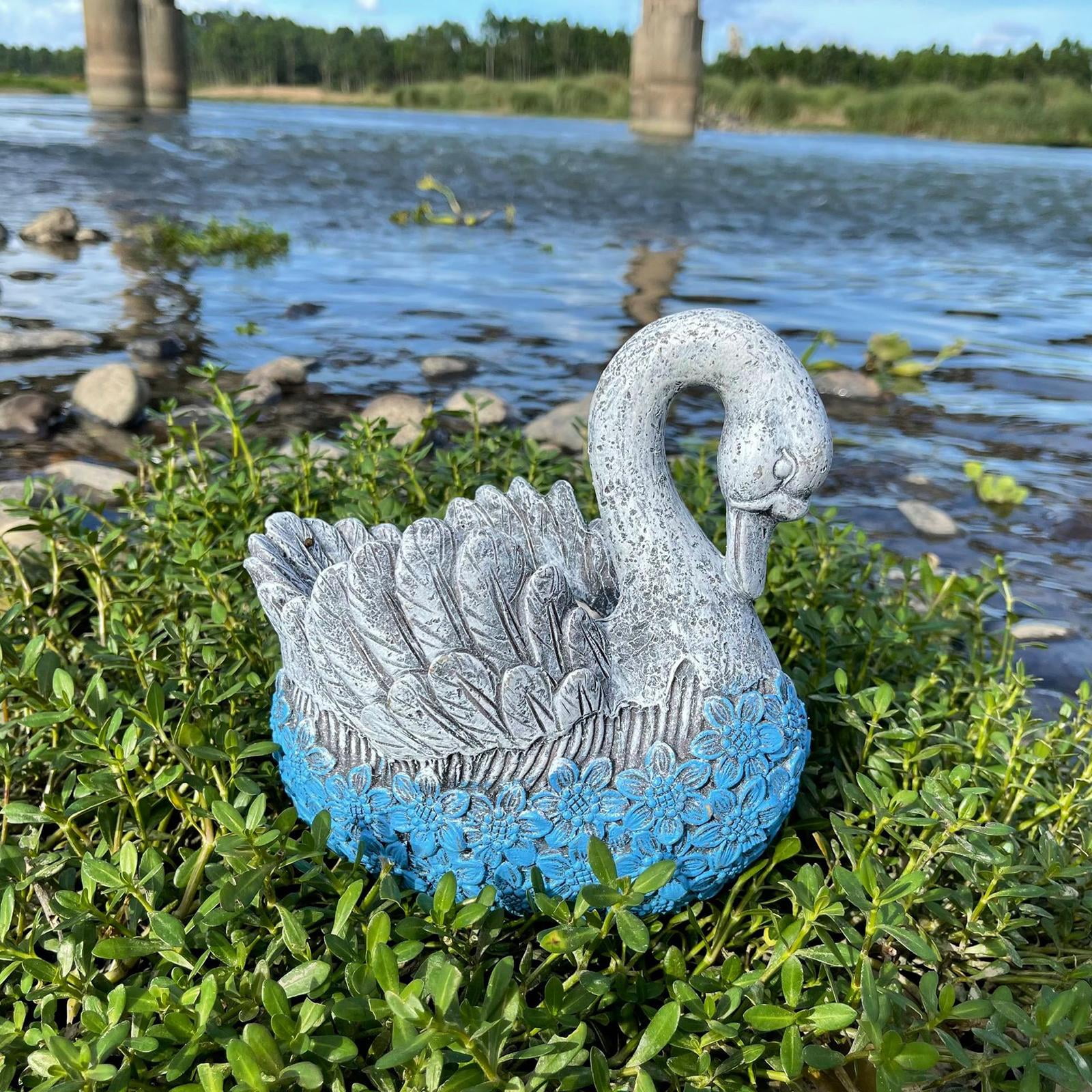 Zxpjkyu Loviver Swan Flowerpot Plant Pot Flower Pot Garden Decoration Outdoor 20x14x19cm