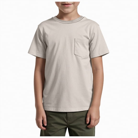 Kogui Summer T Shirts for Boys Boy’s Short Sleeve Shirts Kids Oversized Summer Vneck Top Loose Fit Casual Basic Tee Youth Solid Clothes Size 11-12 (Light Gray,11-12 Years)