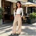 thumbnail image 5 of Wide Leg Sweatpants for Girls Baggy Straight Sweat Pants School Running Casual Elastic Waist Joggers Trousers Teen Kids Trendy Pull on Sweatsuits Bottom, 5 of 6