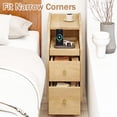 thumbnail image 4 of Gymax Narrow Nightstand Solid Wood End Table w/ Pull-out Tray & 2 Storage Drawers Natural, 4 of 9