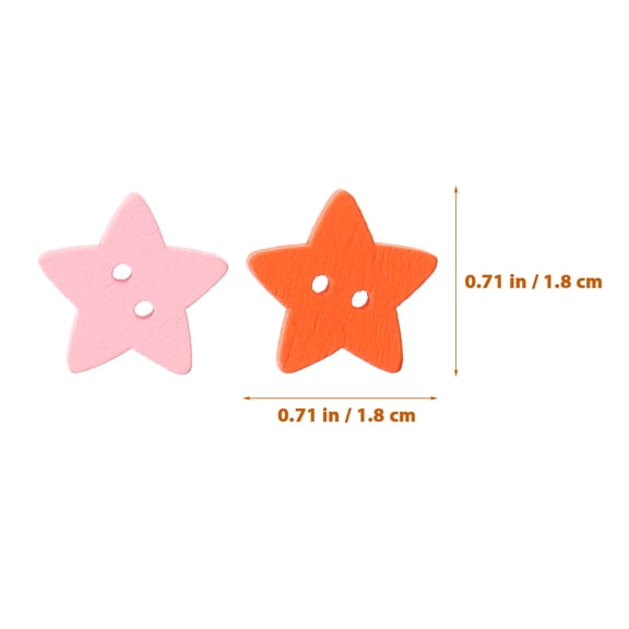 HONMEET 200Pcs Star Buttons For Sewing Assorted Color Wood Five-Pointed Star Shaped