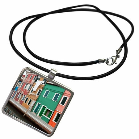 3dRose Houses on the waterfront, Burano, Venice, Veneto, Italy. - Necklace with Pendant (ncl_208550_1)