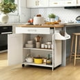 thumbnail image 4 of Costway Rolling Kitchen Island Cart Storage Cabinet w/ Towel & Spice Rack White, 4 of 10
