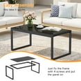 thumbnail image 3 of Dovov Outdoor Patio Coffee Table with Glass Top, All Weather Metal Rectangle Coffee Table Indoor Outdoor Glass Table for Patio Living Room, Black, 3 of 9