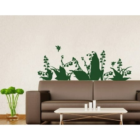 Floral Wall Murals Lily of the Valley Wall Decal - floral Wall Sticker, Vinyl Wall Art, Home Decor, Wall Mural - 3697 - Copper, 55in x 20in ()