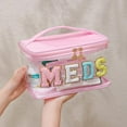 thumbnail image 6 of Chenille Letter Clear Medicine Makeup Bag, Large Size Waterproof Nylon Cosmetic Toiletry Storage bag with Top Handle, Transparent Meds First Aid Travel Organizer Cosmetic Bag(02Light Pink), 6 of 7
