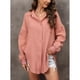 thumbnail image 2 of Camisa de manga larga para mujer, cuello vuelto, con botones, corte holgado, Color puro, Top informal para mujer con bolsillo para el trabajo diario, Rosa XL, 2 of 8