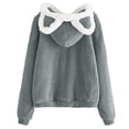 thumbnail image 1 of Gibobby Sudadera cómoda para mujer sudadera fuzzy fleece cuya oreja larga manga causal sudaderas hoodie top para mujeres （Gris， S), 1 of 5