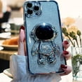 thumbnail image 3 of 6D Bling Astronaut Compatible with iPhone 14 Pro Max Case, Cute Plating Sparkle Floating Glitter Quicksand Phone Case for Women, Girl - Silver (No Stand), 3 of 11