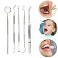 thumbnail image 1 of PVCS 5pcs Stainless Steel Dental Hygiene Kit Tooth Scraper Probe Tweezers Tool, 1 of 8