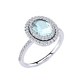thumbnail image 2 of SuperJeweler 1 1/2 Carat Oval Shape Aquamarine and Double Halo Diamond Ring In Sterling Silver For Women, 2 of 5