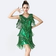 thumbnail image 2 of KHONTS Sequin Cocktail Dresses Flapper Dresses All-Over Fringe Mini Dresses Prom Party Dress Green XL, 2 of 3