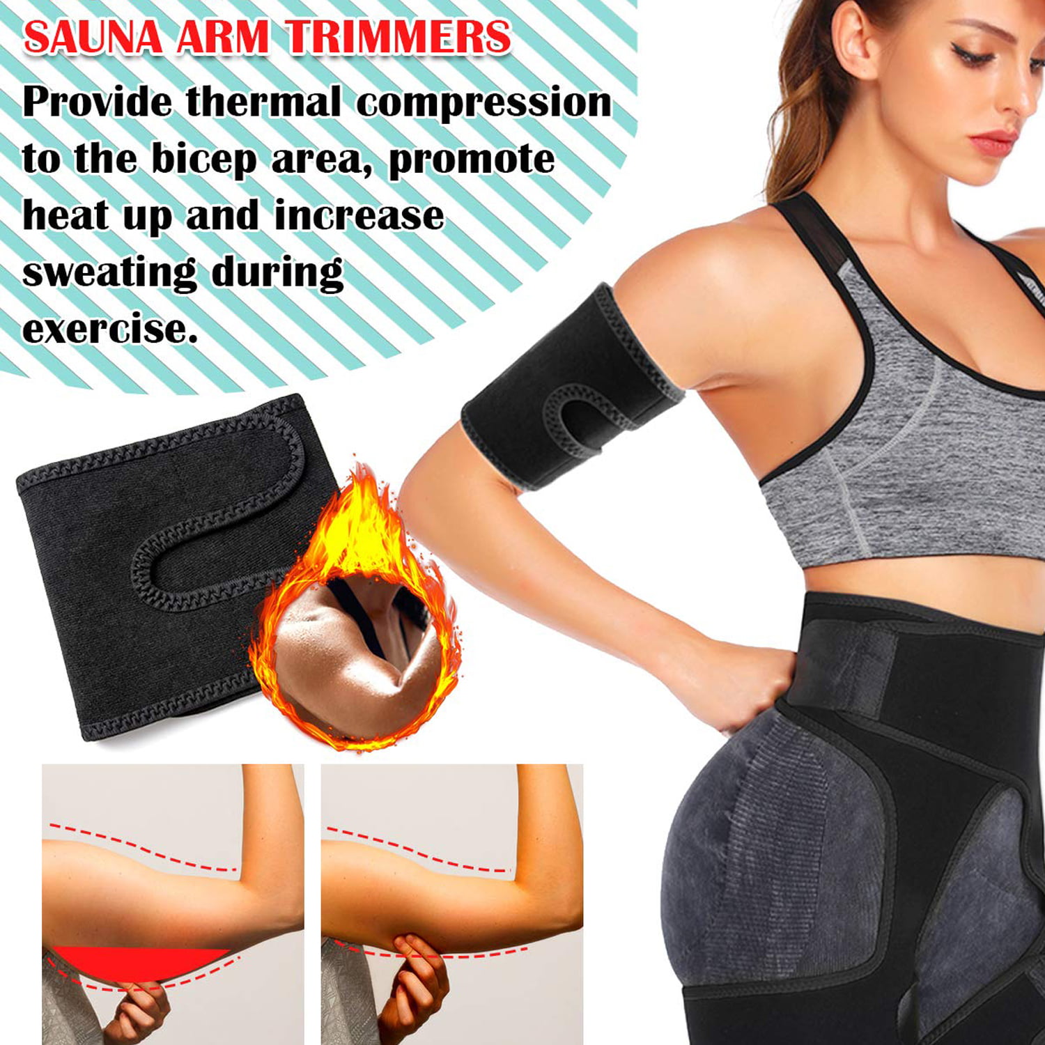 MOLLDAN Men＆Women Sauna Arm Trimmer Sweat Wrap Bands Slimmer for Weight Loss