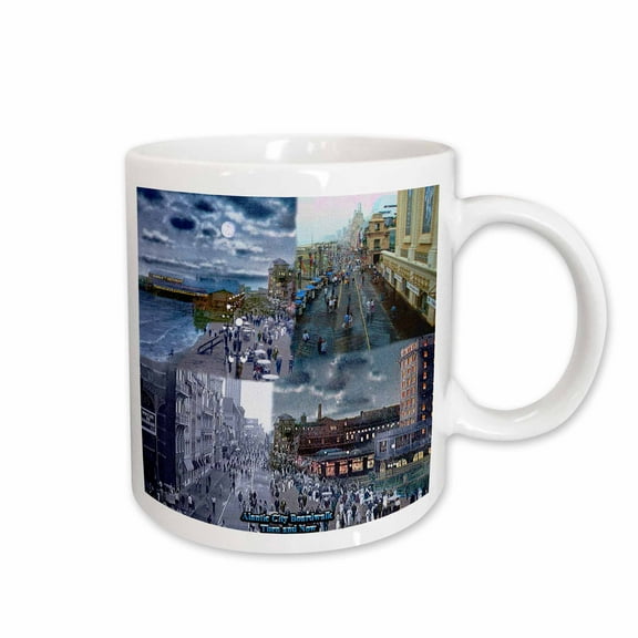 3drose, Atlantic City Boardwalk - Then and Now, 15oz Mug