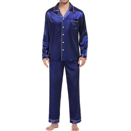 

Girls Men S Casual Pyjamas Long Sleeve Blouse Button Silk Satin Two Piece Suit Pant Pyjama Sleepwear