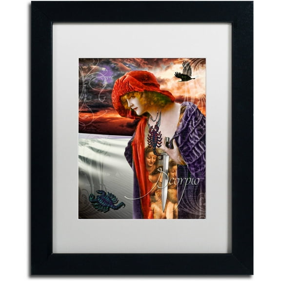 Trademark Fine Art "Art Nouveau Zodiac Scorpio" Canvas Art by Color Bakery White Matte, Black Frame