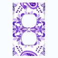 thumbnail image 2 of Metal Light Switch Plate Cover Mandala Purple White Paisley Flower Tile Pattern MDL091, 2 of 13