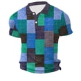 thumbnail image 5 of Bibifish Mens Polo Shirts Multi Color Square Block Patch Shirts Mens Spring Summer Daily Outdoor Wear Tops, 5 of 5