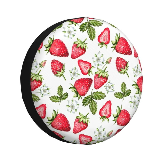 Fotbe Strawberry1 Funda de Llanta de Repuesto con Estampado, Engrosada, Ajuste Universal para Jeep, Remolque, RV, SUV, Camión-14 inch