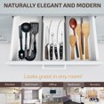 thumbnail image 5 of Bamboo Adjustable Drawer Dividers Organizers - Large Expandable Utensil Organizer Separators for Kitchen, Dresser, Bedroom, Baby Drawer, Bathroom & Office, Set of 4 (2.6 Tall, 13-17.5 Inch), 5 of 5