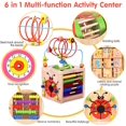 thumbnail image 2 of Cubos de actividades 6 en 1 para bebés, juguetes educativos de madera para niños pequeños, juguetes de aprendizaje de desarrollo Montessori con laberinto de cuentas 12-18 meses niños niñas (embalaje TUNC Sencillez, 2 of 5