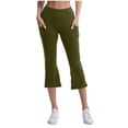 thumbnail image 4 of Trgacdwlo Flare Capris Leggings for Women High Waisted Yoga Pants Women Stretchy Slim Fit Workout Athletic Yoga Pants Green XL, 4 of 8