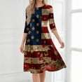thumbnail image 4 of BOMYJESK Women's 250th Anniversary USA Flag Floral Maxi Dresses 4th Of July Summer Dresses Independence Day Art Print Beach Long Dresses Casual American Flag Floral Resort Wear Red 2XL, 4 of 7