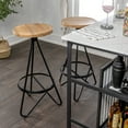 thumbnail image 2 of Spiroa 30" Modern Industrial Metal/Wood Backless Circular Bar Stool, Natural Wood Seat with Black Frame, 2 of 9