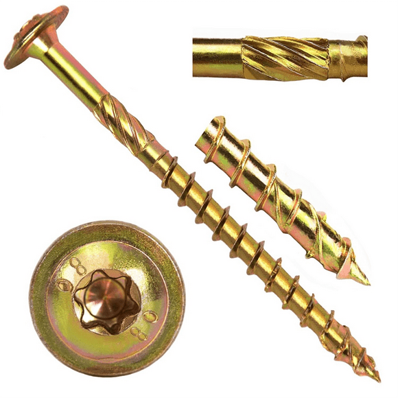 1/4 x 3-1/4In Wood Screws Structural Delay Screws Torx T30 Drive Zinc Structural Delay Screws-Modified Truss Washer Head