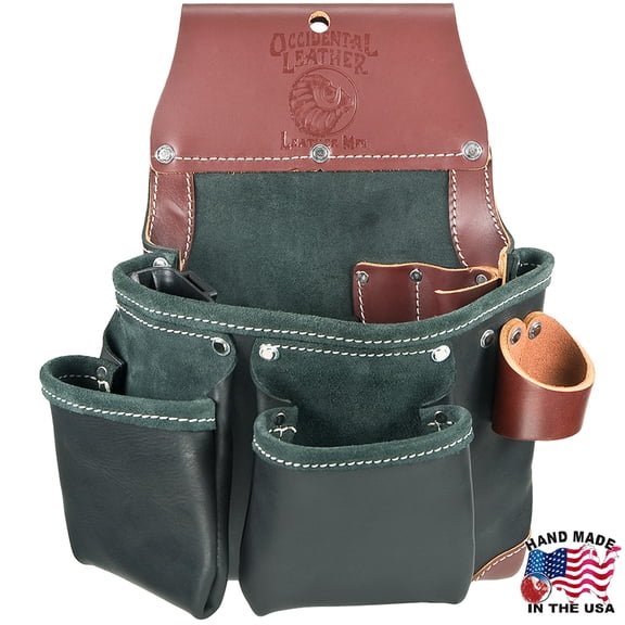 10" X 9" Occidental Leather Green Building Tool Bag W/ 12 Pockets Black